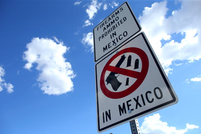 No guns in Mexico US Lawsuit Road Sign