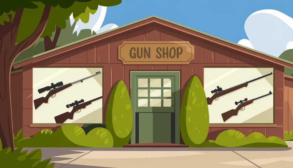 Illustration of a gun shop