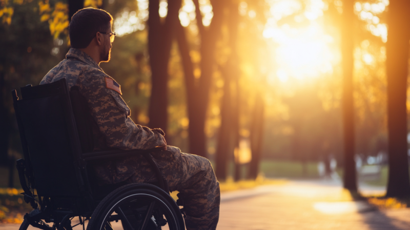 A Veteran in A Wheelchair in A Park