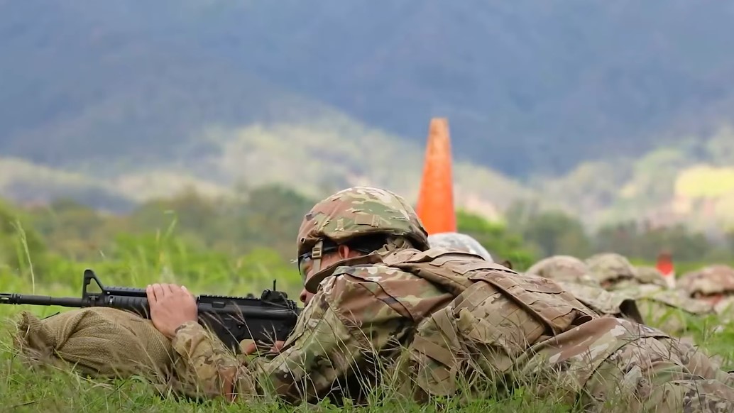 Military Intelligence Corps soldier on shooting training