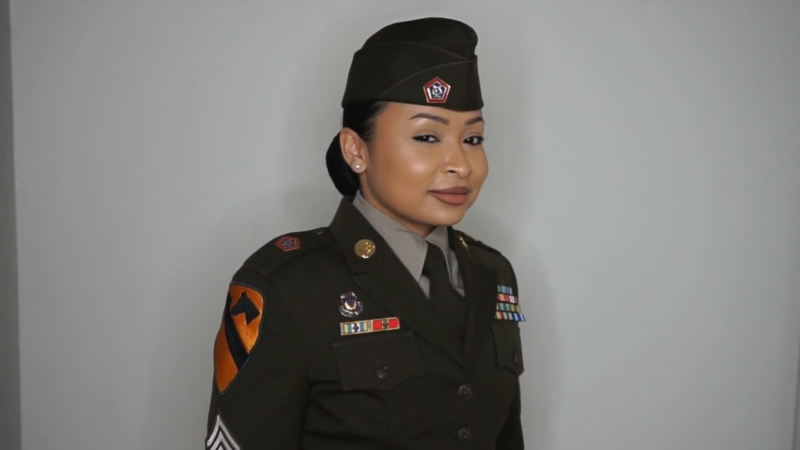 A Soldier Wearing the AGSU Army Uniform Headgear