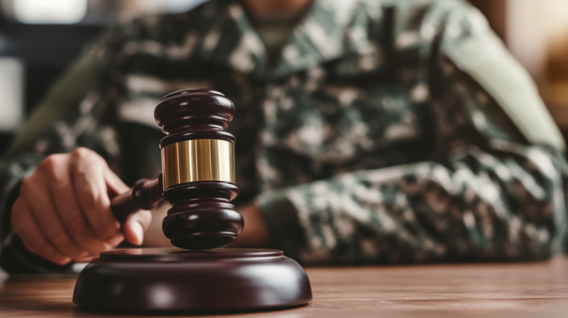 A Military Personnel Holding a Gavel, Symbolizing the Concept of Taking Legal Action Against the Military